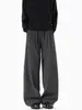 Calça Casual Xadrez Retrô Americana para Homens, Marca Tendência Solta, Estilo Preguiçoso, Calça Longa Reta Solta com Barra Larga Roupa Masculina