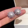 Radiantes como una Galaxia, Pendientes de Perla de Sirena con Piedras Preciosas, Pendientes de Nicho de Gama Alta, Pendientes Retro Estilo Palacio Europeo y Americano para Mujer