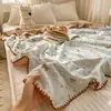 Manta de gasa de doble capa 100% algodón, manta tipo toalla, colcha, manta con forma de frijol, manta para bebé, manta para aire acondicionado, manta para siesta en la oficina