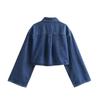 Outono e Inverno novo casual feminino europeu e americano versão curta lapela camisa utilitária C77241
