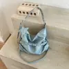 Bolso de hombro plisado de alta costura estilo coreano, nuevo modelo 2026, bolso de motociclista de gran capacidad estilo ins, bolso cruzado de color sólido casual de nicho