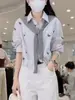 Camisa Bordada Listrada de Pônei Estilo Francês para Mulheres, Novo Modelo Primavera e Outono 2026, Top de Alta Qualidade, Único, Bonito, Estiloso