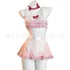 Uniforme de sirvienta a cuadros con volantes, dulce y lindo, conjunto de dos piezas de sirvienta en contraste de bloques de color té dulce, con amarre