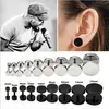 Aretes estilo coreano para mujer Barra Combinación versátil Aretes Redondos Hombres y Estudiantes Simples Doble cara Negros