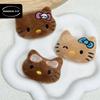 Broche de gato KT de cuero negro hawaiano, accesorios para bufandas, accesorios de ropa infantil, adornos para sombreros.