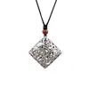 Collar de Plata Retro Xizang para Mujer Cadena Larga para Suéter Más Fácil de Combinar Sifanglaicai Candado Seguro Estilo Étnico Accesorios Literarios Colgante