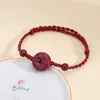 Pulsera con Hebilla de Seguridad de Cinabrio, Pulsera Trenzada de Cuerda Roja del Año Zodiacal para Pareja, Pulsera de Regalo de Cumpleaños para Novia y Mejor Amiga