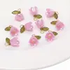 Contas de botão de flor de lírio-do-vale acrílicas coloridas banhadas, pulseira de miçangas DIY feita à mão, colar, chaveiro, pingentes, acessórios
