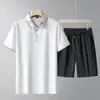 Conjunto de Camiseta de Manga Corta y Shorts de Verano para Hombres Jóvenes y de Edad Media, Polo Casual de Algodón Hielo y Pantalones