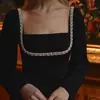 Vestido Feminino Elegante 2025 Novo Design Estilo Francês Manga Longa Cintura Dividida Saia de Quadril