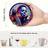 Juego Transfronterizo de 8 Posavasos de Madera Encantadores con Diseño de Personajes de Terror - Mantel Redondo Resistente al Calor
