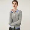 Nueva colección de otoño e invierno: Cárdigan de punto acanalado con bloques de color para mujer, prenda exterior elegante y estilizada