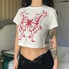Top Corto de Moda para Mujer Verano 2026 Moda Estampado de Mariposa Cuello Redondo Manga Corta Camiseta Top Corto