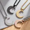 Ins Colar Personalizado de Luxo de Nicho com Pingente de Lua de Texto Unissex Novo Colar de Aço Inoxidável Lua