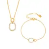 Xinyixin joyería estilo ins anillo doble pequeño con incrustaciones de diamante y circón collar redondo pequeño pulsera acero inoxidable chapado en oro de 18k conjunto