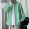 Camisa Muy de Hada para Hombre de Manga Larga ins Moda Rudo Guapo Otoño Color Sólido Camiseta Interior Estilo Coreano Caída Holgada Top T