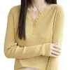 Suéter de Punto Francés de Lujo Ligero con Cuello Semiabierto para Mujer 2026 Nuevo Otoño/Invierno Sentido de Alta Gama Capa Interior Capa Base Manga Larga Top Moderno
