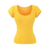 Camiseta Tendência Gola U Manga Curta para o Verão, Top Base Liso Estiloso e Versátil com Silhueta Jovem