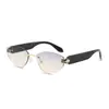 Gafas de Sol Estilo Nuevo Personalizadas Sin Marco Cortadas al Borde Versátiles Estilo Urbano Moda Retro Europea y Americana Protección Solar para Exteriores Gafas de Sol Transfronterizas