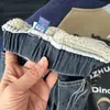 Calças de Lã para Meninos com Forro de Lã de Cordeiro Outono e Inverno Crianças Grandes Jeans Integrados com Lã Novo Inverno Calças de Algodão Engrossadas