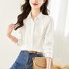 Ventas Directas de Fábrica Camisa Blanca de Algodón Puro para Mujer de Manga Larga Primavera Nuevo Diseño de Top con Cuello de Muñeca Camisa de Temperamento para Ir al Trabajo