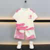 Traje de Verano de Manga Corta para Niños 2026 Nuevo de Moda Fresco Moda Infantil Ropa de Bebé Niño Conjunto Deportivo de Dos Piezas de Verano