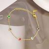 Pulsera de Diamante de Acero Inoxidable Europea y Americana, Collar de Acero de Titanio con Circonita Colorida, Cuadrado de Lujo Accesible de Nicho, Joyería Versátil