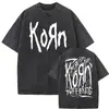 Camiseta Masculina Korn Ftl 25 Follow the Leader Estampada Frente e Verso Rock Gothic Casual Oversized Masculina