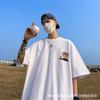 Camiseta de Manga Curta Masculina Verão Estilo Americano hiphop Tendência Estampada Top de Meia Manga Solto Plus Size Casual Camiseta de Casal