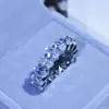 Anillos Princesa Fila de Lujo Europeos y Americanos Anillo Imitación Moissanita Brillante Super Flash Forma de Corazón Ovalado Anillo Abierto