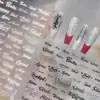 Pegatinas Finas y Flexibles para Uñas, Calcomanías de Uñas de Estilo Ins Modernas, Decoraciones de Uñas Florales de Letras Minimalistas Modernas, Uñas Postizas