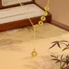 Collar con Borla de Monedas de Cobre para Mujer, Nuevo Estilo Chino con Diseño Hueco, Elegante y de Moda con Diseño de Moneda, Cadena para Clavícula de Gama Alta de Nicho