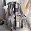 Estilo Coreano Retrô Desenho Animado Dachshund Cachecol Echarpe Patchwork Xadrez Multicolorido Fio Cardado Franja Aquecedor de Pescoço Outono Inverno Aquecimento