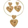 Moda Transfronteriza Europea y Americana Exagerados Pendientes y Collar de Metal con Doble Capa de Corazón Set de Joyería de Lujo Ligero Set de Dos Piezas