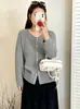 Top de punto hueco redondo holgado para mujer talla grande, chaqueta de manga larga, estilo otoño 2026, cárdigan de punto para mujer talla grande