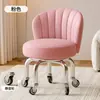Taburete con Ruedas Giratorias para Uso Doméstico, Taburete Bajo Silencioso con Respaldo, Taburete Pequeño para Niños Aprendiendo a Caminar, Taburete Redondo para Costura, Taburete para Cambiarse los Zapatos