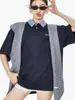 Camiseta de Manga Corta con Retazos de Cuadros de Colores Contrastantes Sencilla para Hombres y Mujeres 2026 Verano Nuevo Estilo Camiseta Polo