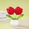 Producto Terminado: Planta en Maceta de Hilo de Tulipán Tejido a Mano Transfronterizo, Flor Artificial de Hilo, Regalo Exquisito para el Día de la Madre y el Día del Maestro