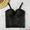 Colete Espartilho Europeu e Americano Cobre a Barriga e Tem um Visual Emagrecedor, Sutiã Modelador, Regata Cinturada Slim de Comprimento Médio com Contas para Uso Externo