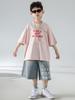 Conjunto de Verano de Manga Corta para Niños Estilo Coreano de Verano para Niños 2026 Nueva Moda Shorts de Mezclilla Unisex Modernos