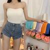 Explosiones transfronterizas verano 2023 versión coreana del nuevo diseño de chica hot top de tubo chaleco de punto top sexy de color liso para mujer