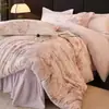 Temporada de Invierno Juego de Cama de Vellón de Leche de Cuatro Piezas Estilo Colcha Vellón de Doble Cara Cálido Engrosado Funda de Edredón Vellón de Coral 1.8m Suministros