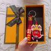 Ano Novo Estilo Chinês Ano do Cavalo Dança do Leão Panda Chaveiro Boneca Pingente Chaveiro de Carro Decoração de Bolsa Presente Atacado