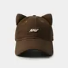 Gorra de Nuevo Estilo con Orejas de Gato, Gorra de Béisbol para Mujer, Bordado Lindo de Letras, Protección Solar, Parasol, Moderna y Versátil
