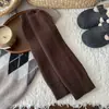 Polainas de algodão tricotadas com listras verticais para mulheres, espessadas para outono e inverno, aquecedores de perna de tricô à máquina de alta resistência