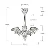 Piercing de ombligo de circón con forma de murciélago, fantasía oscura transfronteriza, selección de Halloween, anillos de ombligo personalizados y de moda europeos y americanos