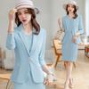 Traje azul, traje de trabajo para mujer, elegante traje profesional, traje formal de moda, traje de dos piezas.