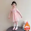 Vestido Falda de Gasa Peluche Estrella Oreja Estilo Coreano para Niñas 2026 Nueva Moda Infantil Falda Engrosada para Niña Pequeña