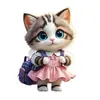 Acessórios Gato Plano Interior Carro Chaveiro Acrílico Feriado 2D Vestido Rosa Pingente Decoração de Bolsa Transfronteiriço
