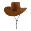 Sombrero de Vaquero Occidental de Gamuza Transfronterizo Sombrero de Fieltro a Prueba de Viento Estilo Étnico Retro Caballero Lana